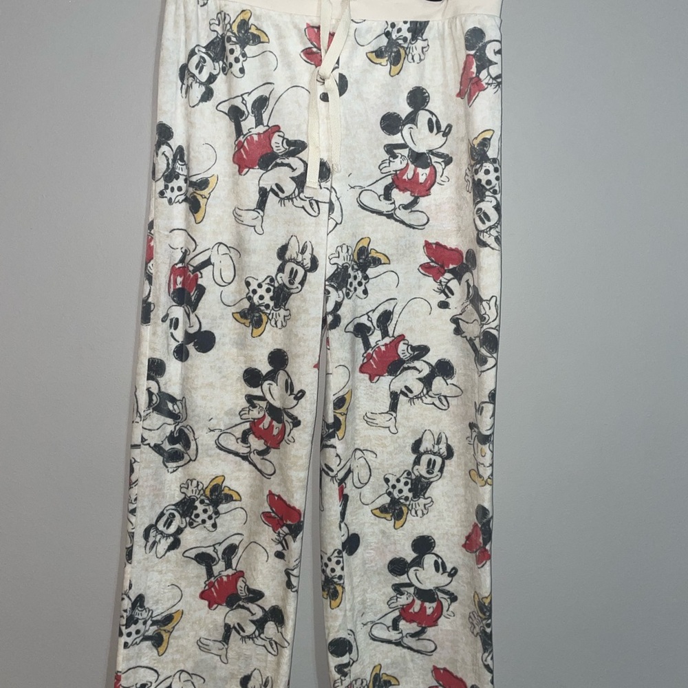 Disney Mickey Mouse Pajama Pants - Red and White Large EUC